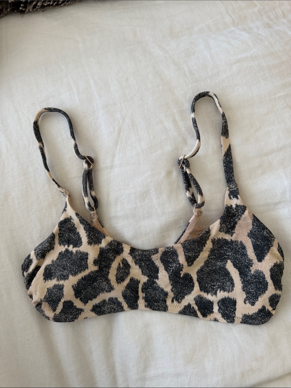 aerie Leopard Scoop Bralette in Nude and Black